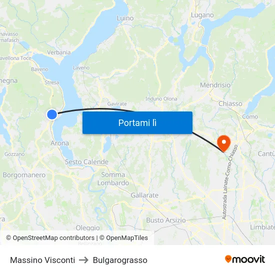 Massino Visconti to Bulgarograsso map