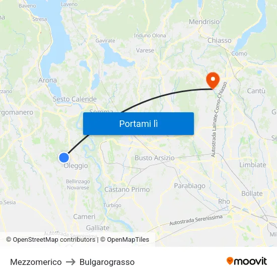 Mezzomerico to Bulgarograsso map