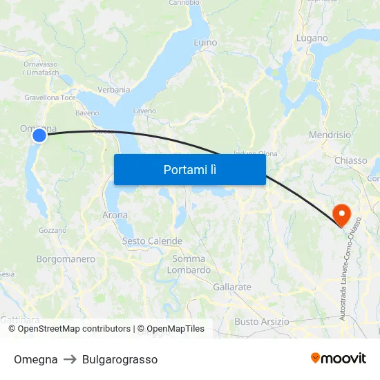 Omegna to Bulgarograsso map