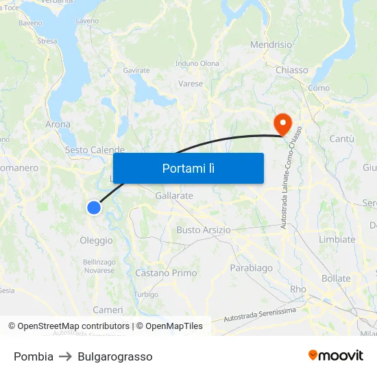 Pombia to Bulgarograsso map