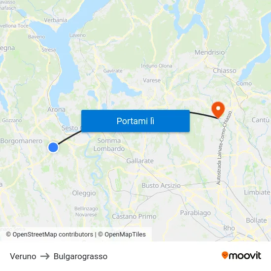 Veruno to Bulgarograsso map