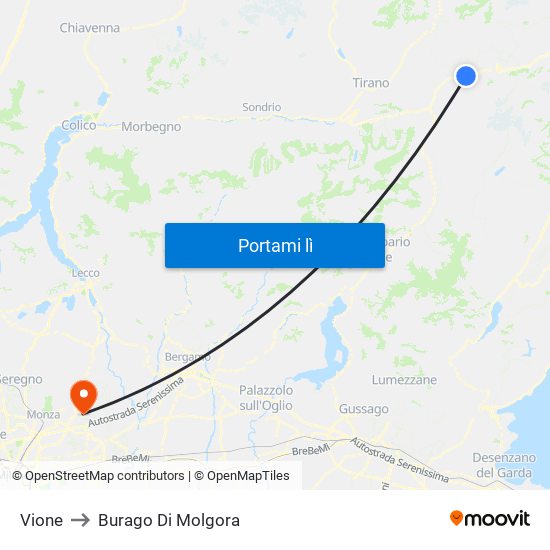 Vione to Burago Di Molgora map