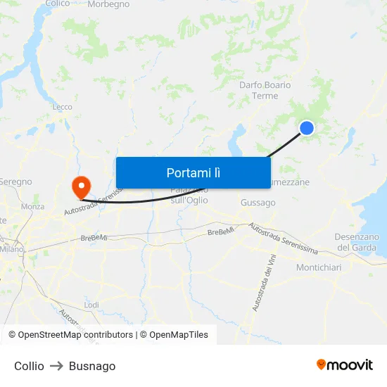 Collio to Busnago map