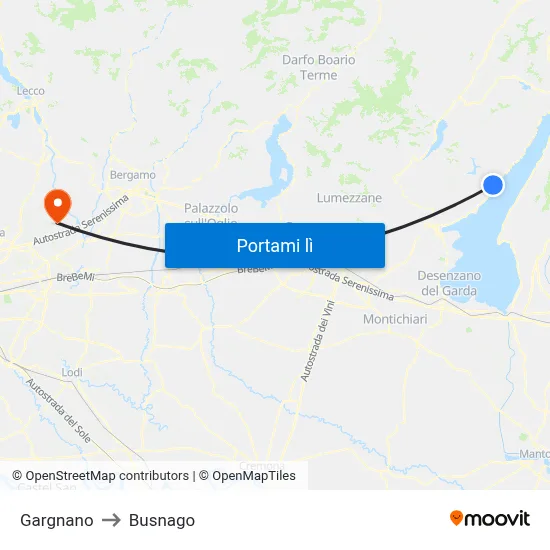 Gargnano to Busnago map