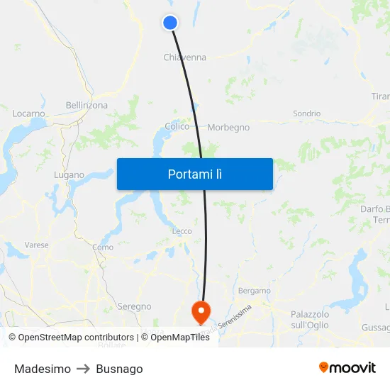 Madesimo to Busnago map