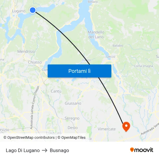 Lago Di Lugano to Busnago map