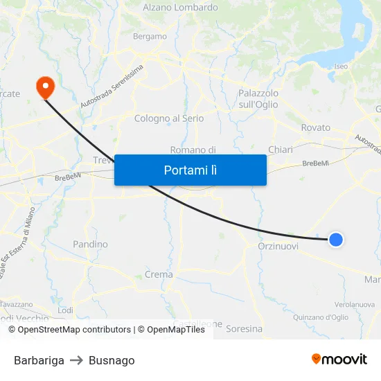 Barbariga to Busnago map
