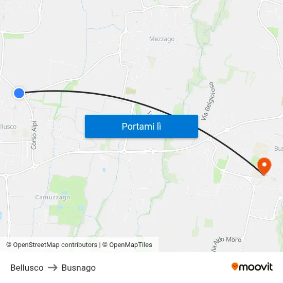 Bellusco to Busnago map