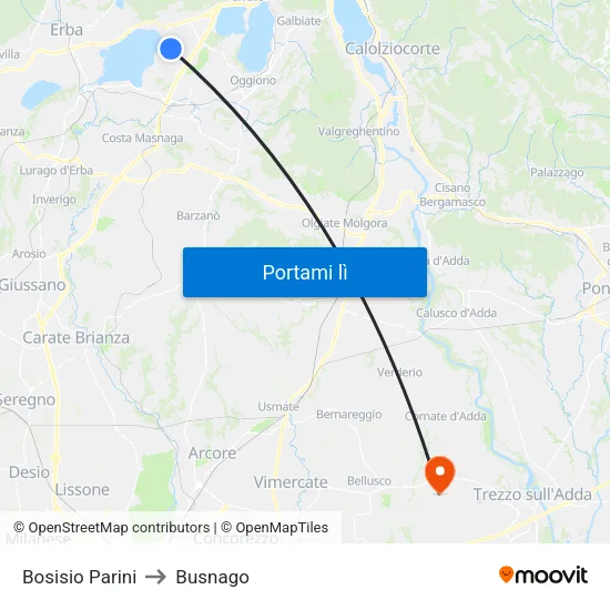 Bosisio Parini to Busnago map