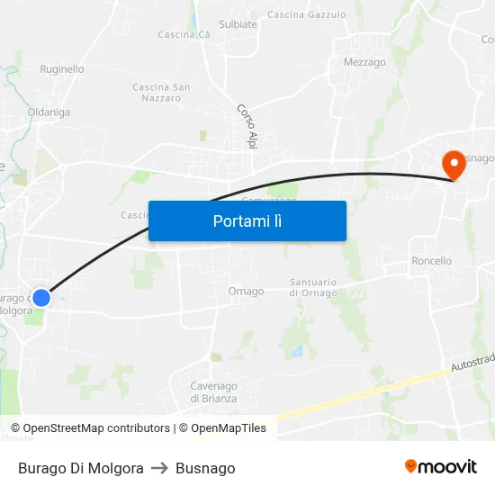 Burago Di Molgora to Busnago map