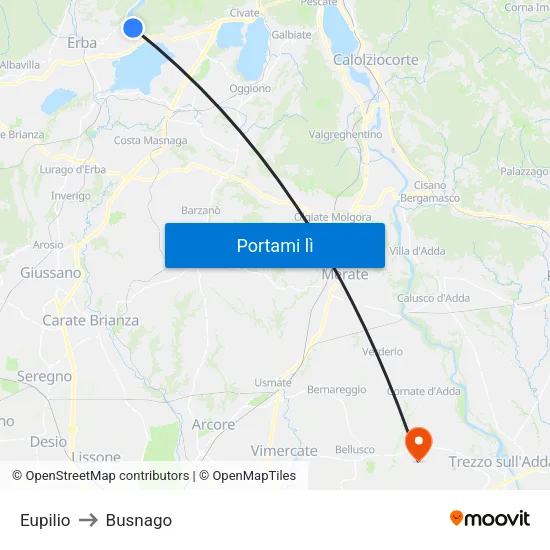 Eupilio to Busnago map