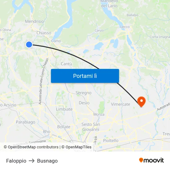 Faloppio to Busnago map