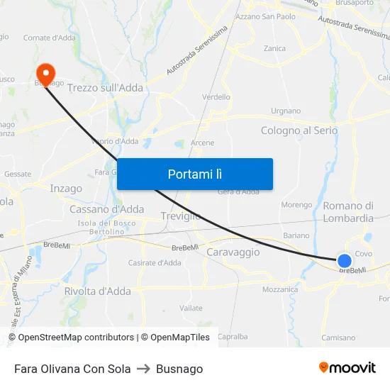 Fara Olivana Con Sola to Busnago map
