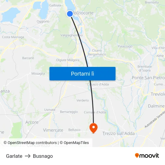 Garlate to Busnago map