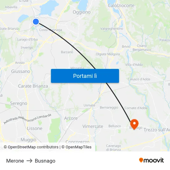 Merone to Busnago map