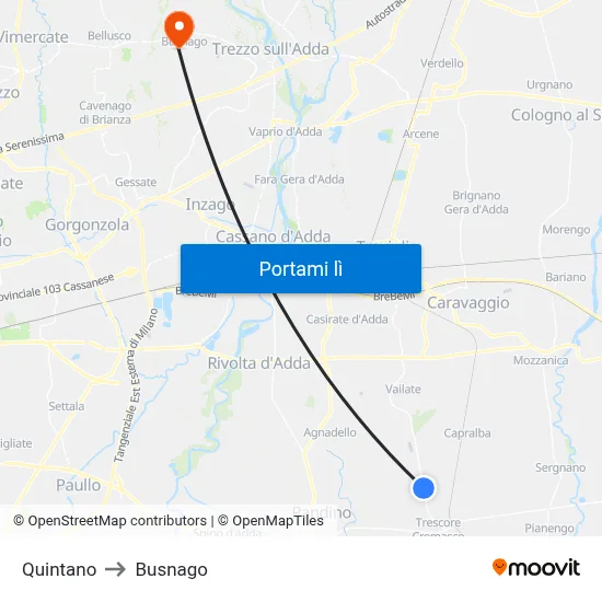 Quintano to Busnago map