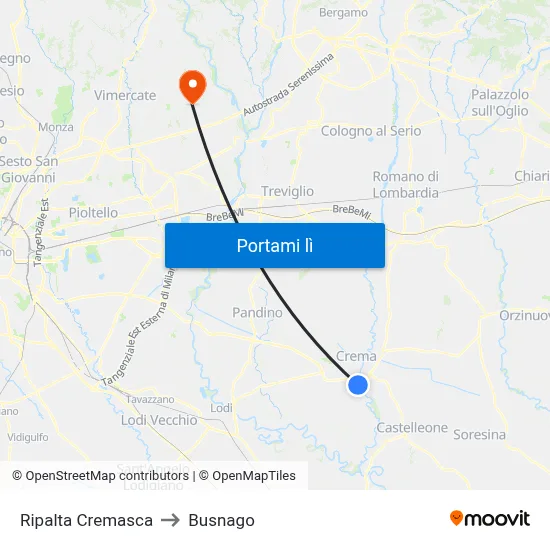 Ripalta Cremasca to Busnago map