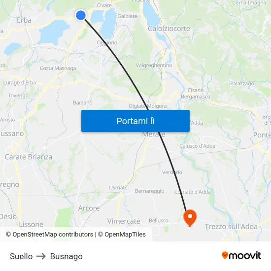Suello to Busnago map