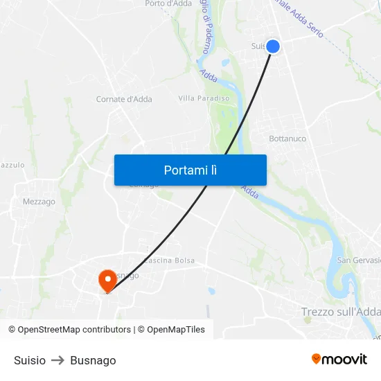 Suisio to Busnago map