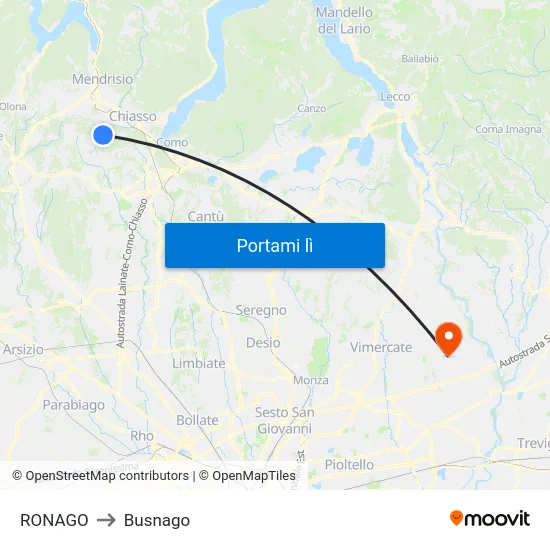 RONAGO to Busnago map