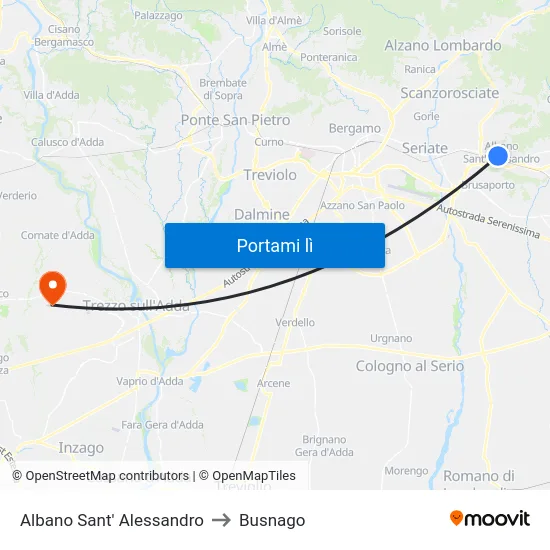 Albano Sant' Alessandro to Busnago map