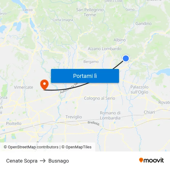 Cenate Sopra to Busnago map