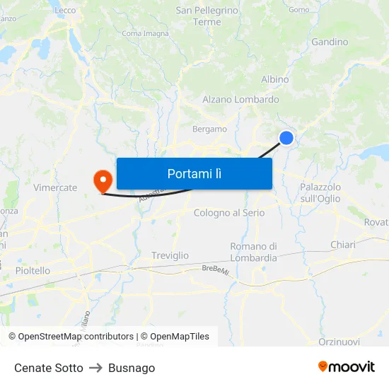Cenate Sotto to Busnago map