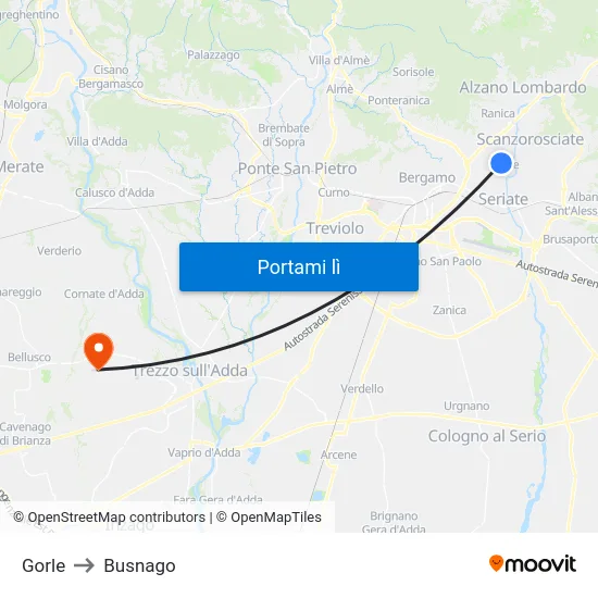 Gorle to Busnago map