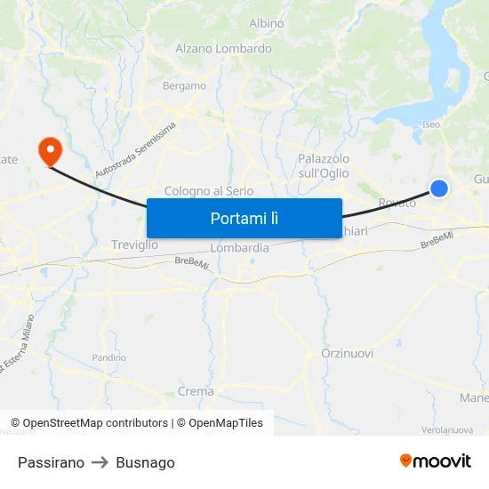 Passirano to Busnago map