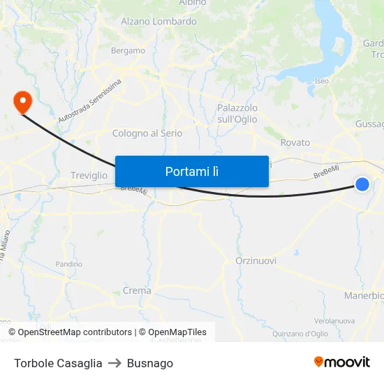 Torbole Casaglia to Busnago map