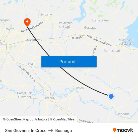 San Giovanni In Croce to Busnago map