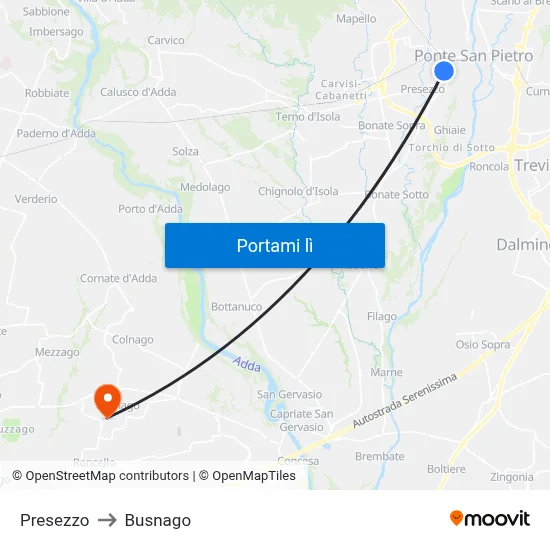Presezzo to Busnago map