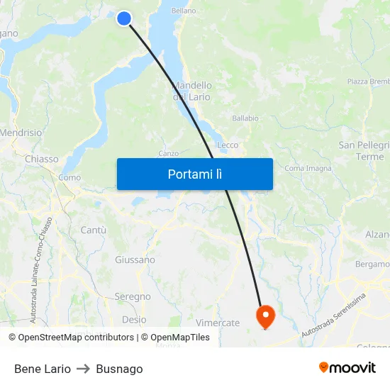 Bene Lario to Busnago map