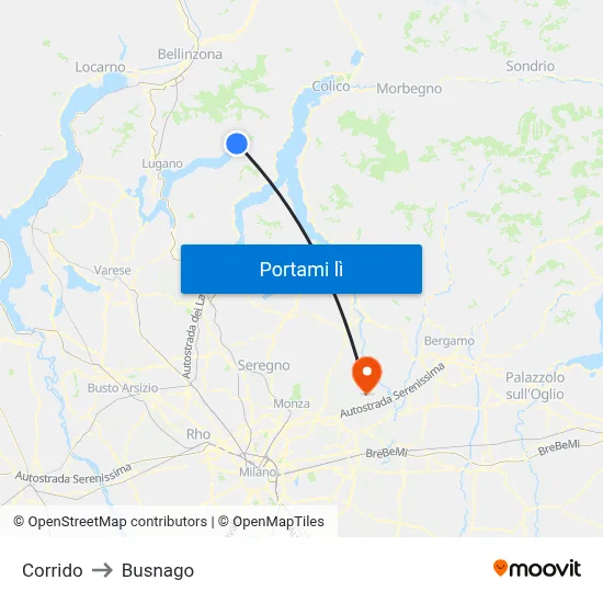 Corrido to Busnago map