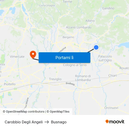 Carobbio Degli Angeli to Busnago map