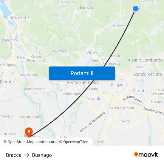 Bracca to Busnago map