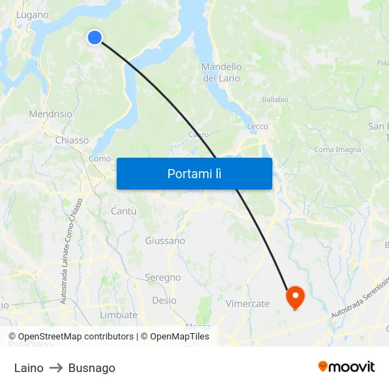 Laino to Busnago map