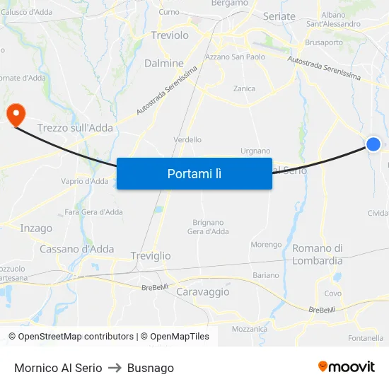 Mornico Al Serio to Busnago map