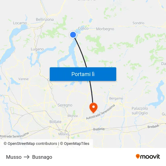 Musso to Busnago map