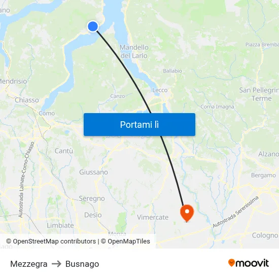 Mezzegra to Busnago map