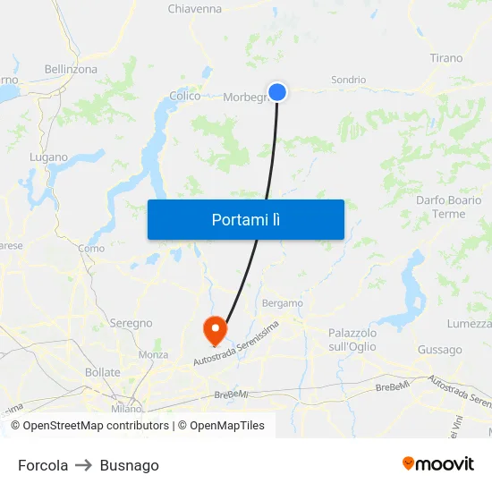 Forcola to Busnago map
