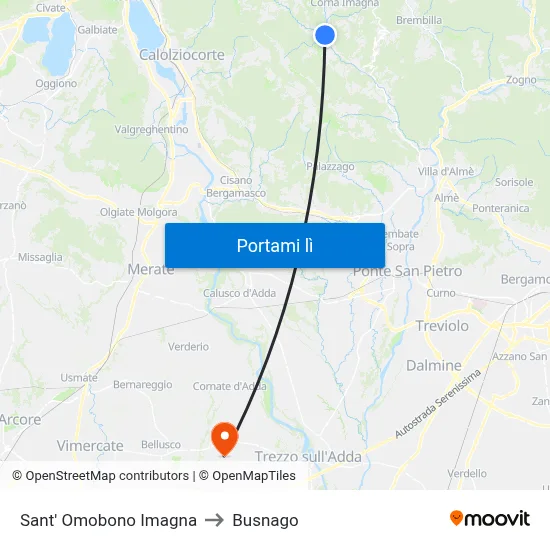 Sant' Omobono Imagna to Busnago map