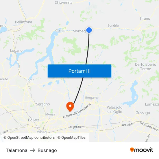 Talamona to Busnago map