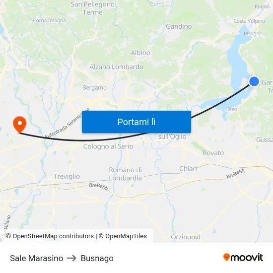 Sale Marasino to Busnago map