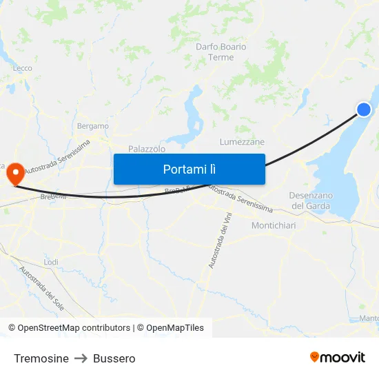 Tremosine to Bussero map