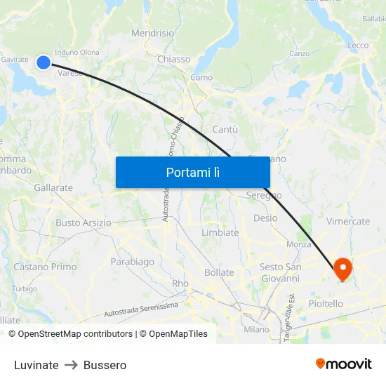 Luvinate to Bussero map