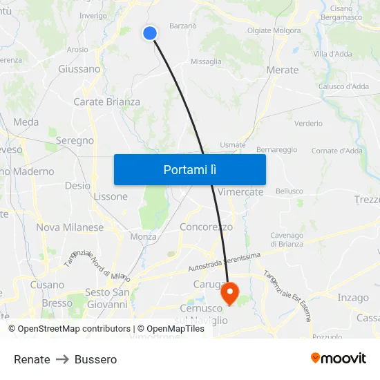 Renate to Bussero map