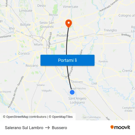 Salerano Sul Lambro to Bussero map