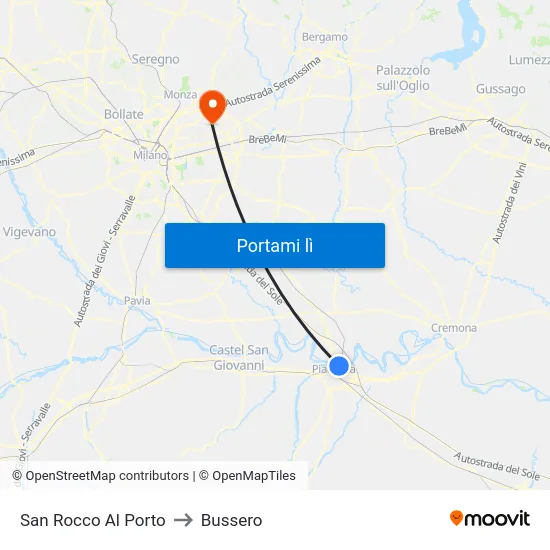 San Rocco Al Porto to Bussero map