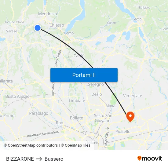 BIZZARONE to Bussero map